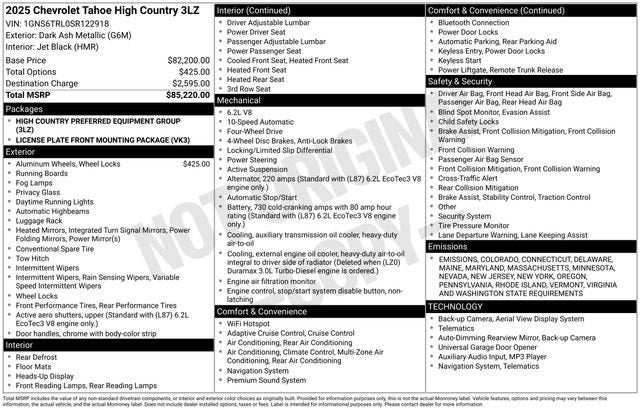 2025 Chevrolet Tahoe High Country