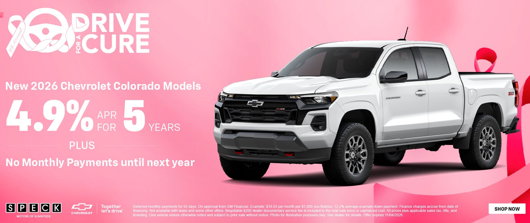4.9 apr for 5 years new chevy colorado