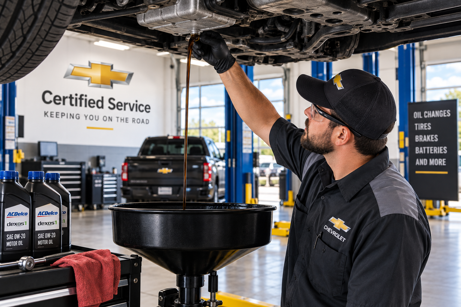 tech doing a oil change