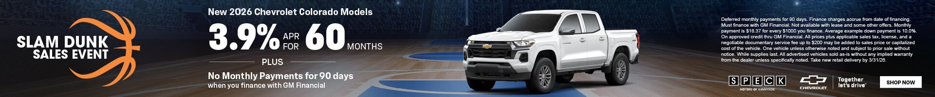 3.9 apr for 60 months chevy coloroad