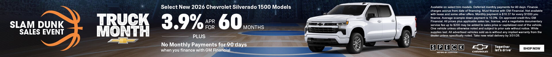 3.9 apr for 60 on chevy silverado 1500 