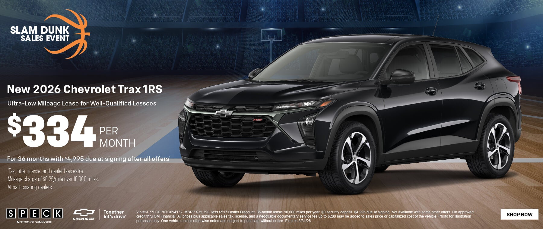 chevy trax 334 per month lease