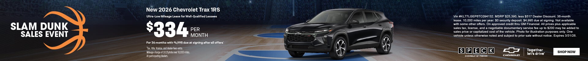 chevy trax 334 per month