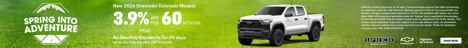 3.9 apr for 60 months chevy colorado models