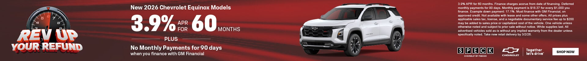 3.9 apr for 60 months on a chevy equinox