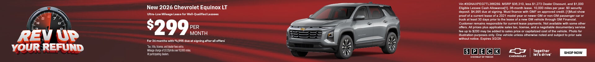 lease a new chevy equinox for 299 per month