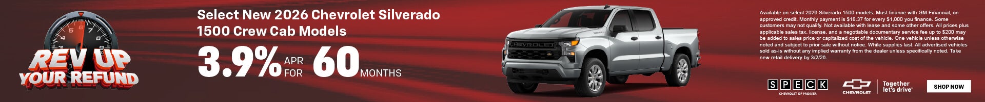3.9 apr for 60 months on 2026 chevy silverado 1500 trucks