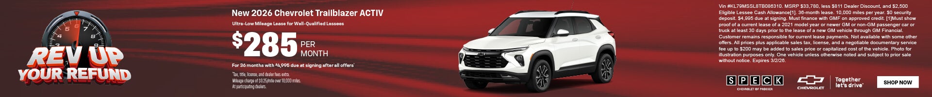 285 per month lease chevy trailblazer