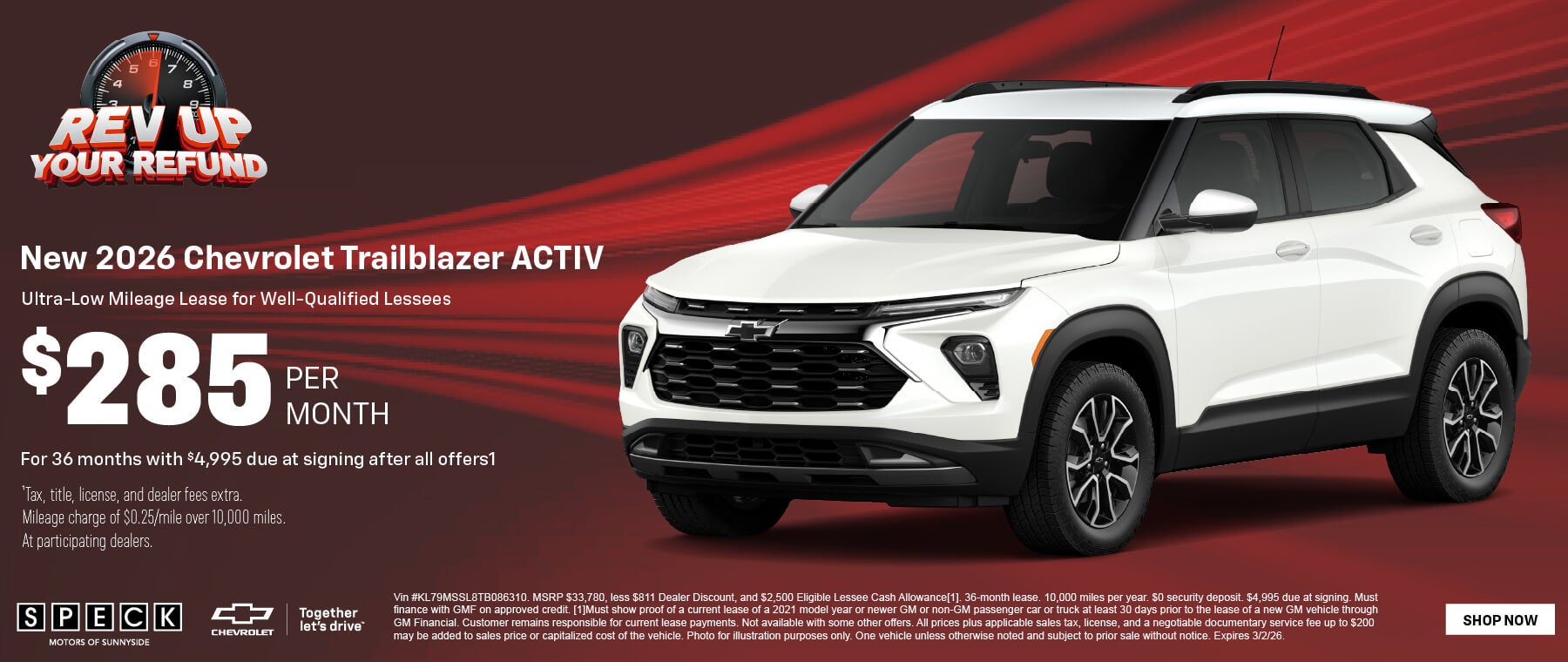 285 per month lease chevy trailblazer