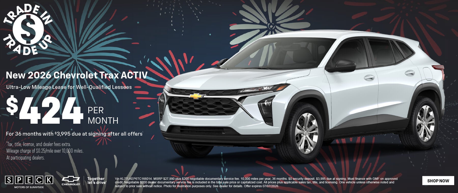 chevy trax 424 per month lease