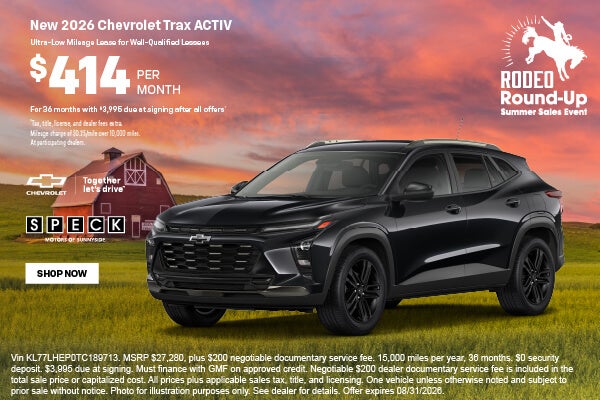 414 per month lease 2026 chevy trax
