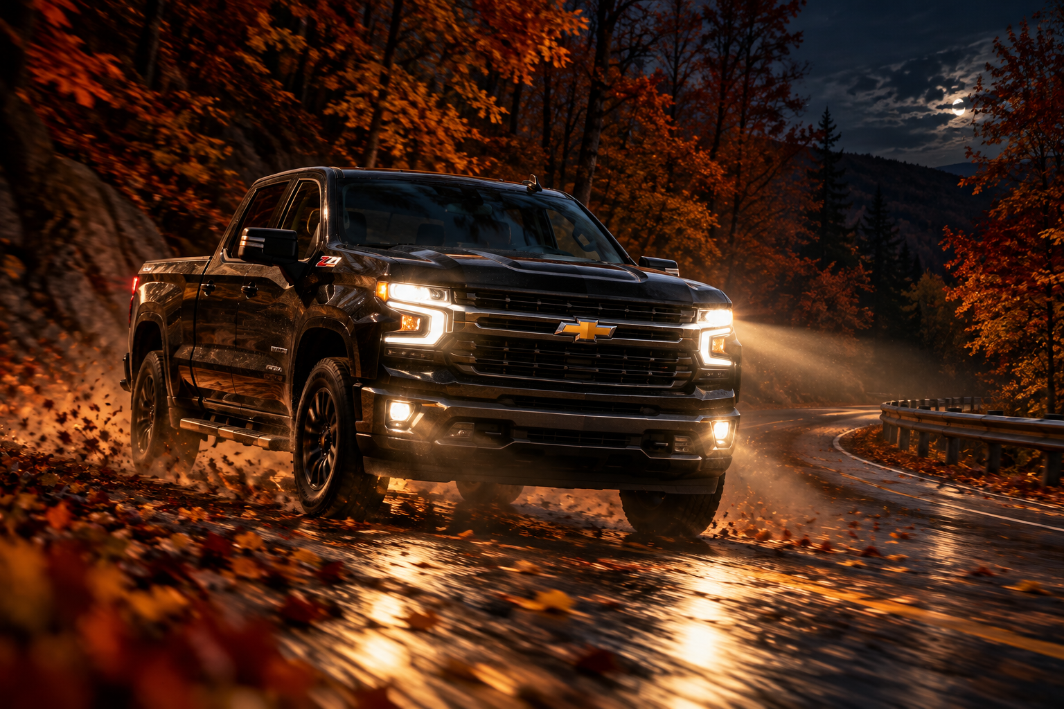 chevrolet-truck-driving-in-the-dark-in-fall