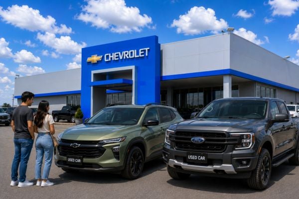 family looking at used SUVs